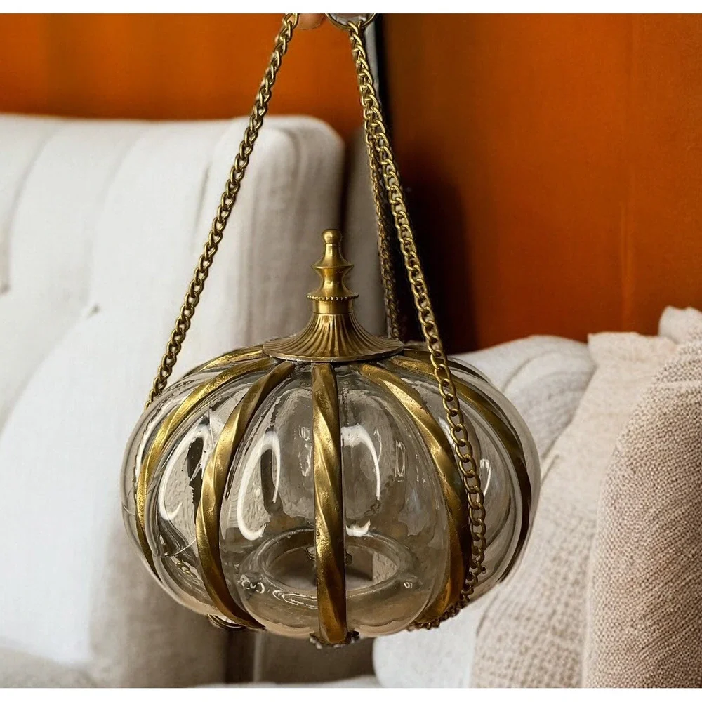 Vintage Large Oil / Candle Hanging Swag Lamp? ‎ with Unique Rare Heavy